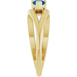 14K Gold Pear Lab-Grown Blue Sapphire Negative Space Solitaire Ring - Yellow Gold - view 4