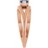 14K Gold Pear Lab-Grown Blue Sapphire Negative Space Solitaire Ring - Rose Gold - view 4