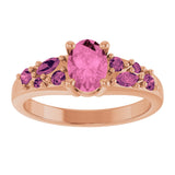 14K Gold Oval Lab-Grown Pink Sapphire & Natural Pink Tourmaline Accented Ring - Rose Gold - view 3