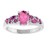 Platinum Oval Lab-Grown Pink Sapphire & Natural Pink Tourmaline Accented Ring - view 3