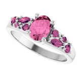 14K Gold Oval Lab-Grown Pink Sapphire & Natural Pink Tourmaline Accented Ring - White Gold - view 5