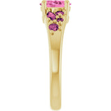 14K Gold Oval Lab-Grown Pink Sapphire & Natural Pink Tourmaline Accented Ring - Yellow Gold - view 4