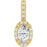 14K Gold Oval Lab-Grown Moissanite & Natural Diamond Halo-Style Pendant - Yellow Gold