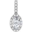 Platinum Oval Lab-Grown Moissanite & Natural Diamond Halo-Style Pendant