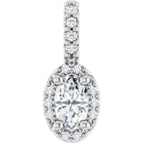 Platinum Oval Lab-Grown Moissanite & Natural Diamond Halo-Style Pendant
