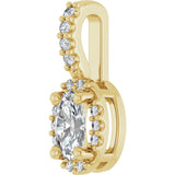14K Gold Oval Lab-Grown Moissanite & Natural Diamond Halo-Style Pendant - Yellow Gold - view 2