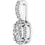 14K Gold Oval Lab-Grown Moissanite & Natural Diamond Halo-Style Pendant - White Gold - view 2