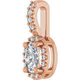 14K Gold Oval Lab-Grown Moissanite & Natural Diamond Halo-Style Pendant - Rose Gold - view 2
