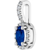 Platinum Oval Lab-Grown Blue Sapphire & Natural Diamond Halo-Style Pendant – 5x3mm - view 2