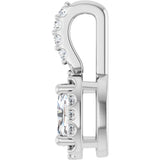 14K Gold Oval Lab-Grown Moissanite & Natural Diamond Halo-Style Pendant - White Gold - view 3
