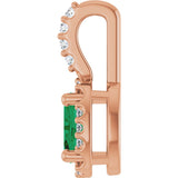 14K Gold Oval Lab-Grown Emerald & Natural Diamond Halo-Style Pendant - Rose Gold - view 3