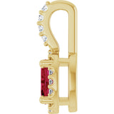 14K Gold Oval Lab-Grown Ruby & Natural Diamond Halo-Style Pendant - Yellow Gold - view 3