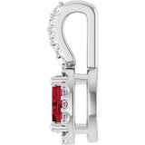 Platinum Oval Lab-Grown Ruby & Natural Diamond Halo-Style Pendant - view 3
