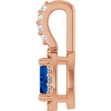 14K Gold Oval Lab-Grown Blue Sapphire & Natural Diamond Halo-Style Pendant – 5x3mm - Rose Gold - view 3