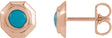 14K Gold Round Natural Turquoise Geometric Cabochon Earrings - Rose Gold