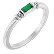 Platinum Straight Baguette Lab-Grown Emerald Accented Stackable Ring