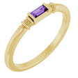 14K Gold Straight Baguette Lab-Grown Purple Sapphire Accented Stackable Ring - Yellow Gold
