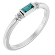 Platinum Straight Baguette Lab-Grown Alexandrite Accented Stackable Ring