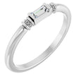 14K Gold Straight Baguette Lab-Grown Moissanite Accented Stackable Ring - White Gold