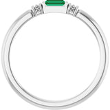 Platinum Straight Baguette Lab-Grown Emerald Accented Stackable Ring - view 2