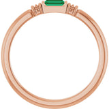 14K Gold Straight Baguette Lab-Grown Emerald Accented Stackable Ring - Rose Gold - view 2