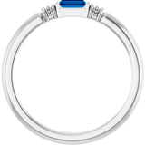 Platinum Straight Baguette Lab-Grown Blue Sapphire Accented Stackable Ring - view 2