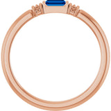 14K Gold Straight Baguette Lab-Grown Blue Sapphire Accented Stackable Ring - Rose Gold - view 2