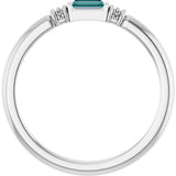 14K Gold Straight Baguette Lab-Grown Alexandrite Accented Stackable Ring - White Gold - view 2