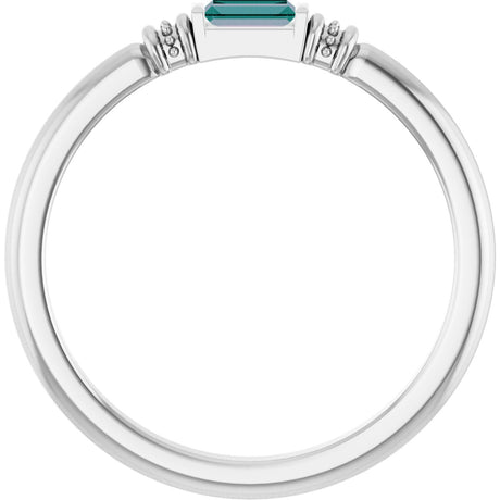 Platinum Straight Baguette Lab-Grown Alexandrite Accented Stackable Ring - view 2