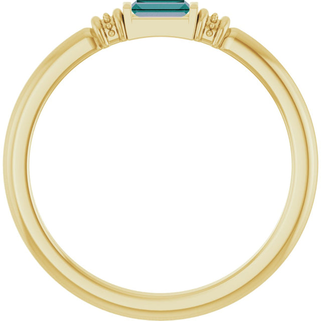 14K Gold Straight Baguette Lab-Grown Alexandrite Accented Stackable Ring - Yellow Gold - view 2