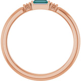 14K Gold Straight Baguette Lab-Grown Alexandrite Accented Stackable Ring - Rose Gold - view 2