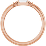 14K Gold Straight Baguette Lab-Grown Moissanite Accented Stackable Ring - Rose Gold - view 2