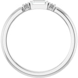 14K Gold Straight Baguette Lab-Grown Moissanite Accented Stackable Ring - White Gold - view 2