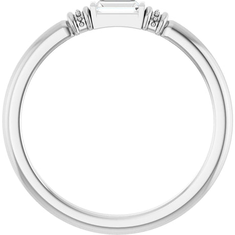 Platinum Straight Baguette Lab-Grown Moissanite Accented Stackable Ring - view 2