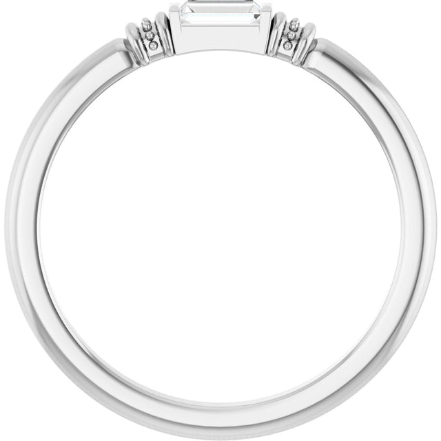 Platinum Straight Baguette Lab-Grown Moissanite Accented Stackable Ring - view 2
