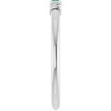 Platinum Straight Baguette Lab-Grown Emerald Accented Stackable Ring - view 4