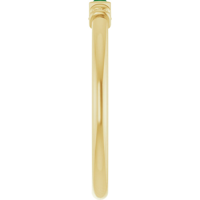 14K Gold Straight Baguette Lab-Grown Emerald Accented Stackable Ring - Yellow Gold - view 4