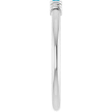 Platinum Straight Baguette Lab-Grown Aqua Sapphire Accented Stackable Ring - view 4