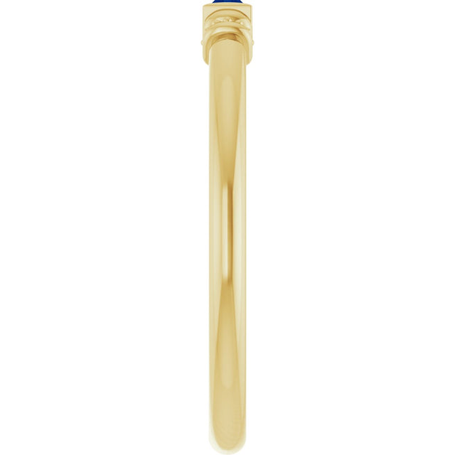 14K Gold Straight Baguette Lab-Grown Blue Sapphire Accented Stackable Ring - Yellow Gold - view 4