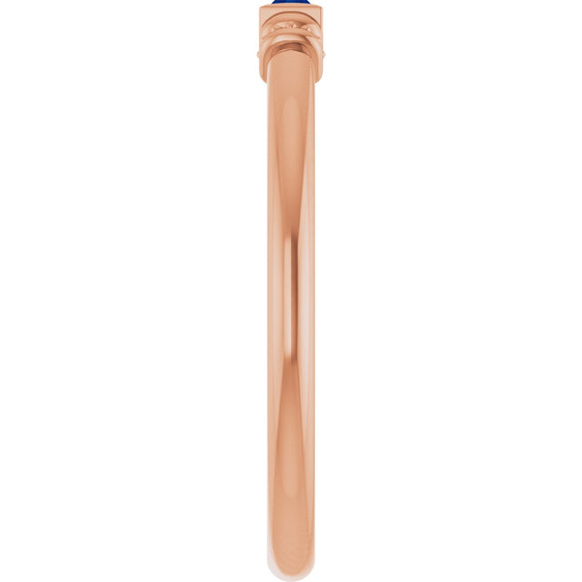 14K Gold Straight Baguette Lab-Grown Blue Sapphire Accented Stackable Ring - Rose Gold - view 4