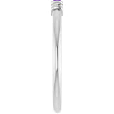 14K Gold Straight Baguette Lab-Grown Purple Sapphire Accented Stackable Ring - White Gold - view 4