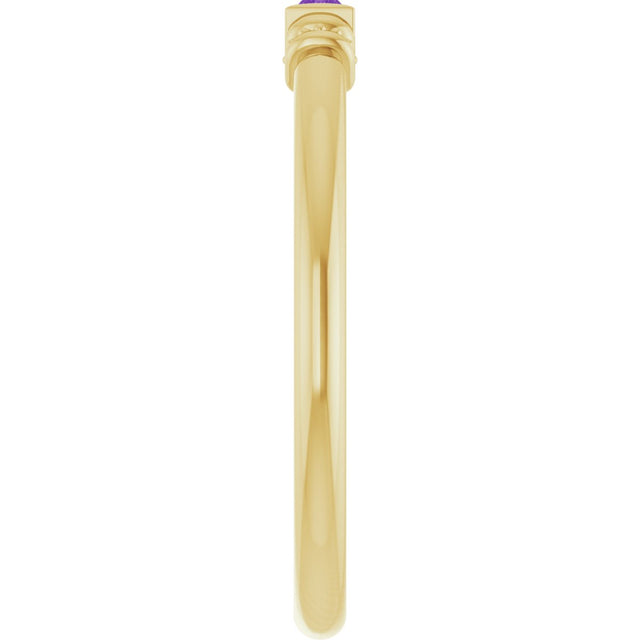 14K Gold Straight Baguette Lab-Grown Purple Sapphire Accented Stackable Ring - Yellow Gold - view 4