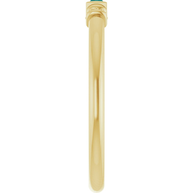 14K Gold Straight Baguette Lab-Grown Alexandrite Accented Stackable Ring - Yellow Gold - view 4
