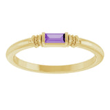 14K Gold Straight Baguette Lab-Grown Purple Sapphire Accented Stackable Ring - Yellow Gold - view 3