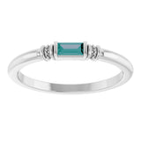 Platinum Straight Baguette Lab-Grown Alexandrite Accented Stackable Ring - view 3