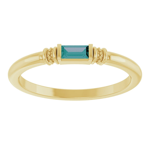 14K Gold Straight Baguette Lab-Grown Alexandrite Accented Stackable Ring - Yellow Gold - view 3