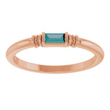 14K Gold Straight Baguette Lab-Grown Alexandrite Accented Stackable Ring - Rose Gold - view 3