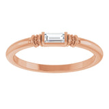 14K Gold Straight Baguette Lab-Grown Moissanite Accented Stackable Ring - Rose Gold - view 3