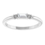 Platinum Straight Baguette Lab-Grown Moissanite Accented Stackable Ring - view 3