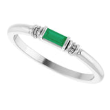 Platinum Straight Baguette Lab-Grown Emerald Accented Stackable Ring - view 5